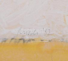 Misch Ádám (1935-1995): M sokszor (cím nélkül), 1982. Vegyes technika, papír, jelezve jobbra lent. 4...