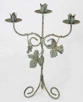 Vas levélmintás háromágú gyertyatartó, m: 38 cm