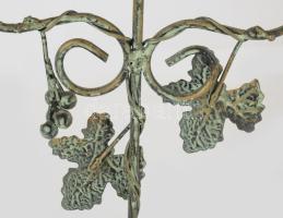 Vas levélmintás háromágú gyertyatartó, m: 38 cm