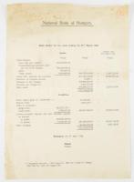 1927-1928 Magyar Nemzeti Bank - A követelések és tartozások állása 1927 és 1928 márciusában, több ny...