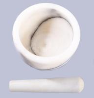 Márvány mozsár törővel, d: 12 cm, törő h: 14 cm