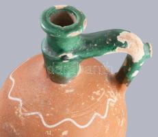 Vizes korsó, mázas cserép, XIX. sz. kopott 28 cm