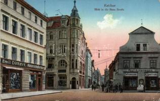 Raciborz with the shop of Emil Dittert, Heinrich Berger and Paul Ackermann (EK)