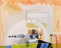 Misch Ádám (1935-1995): MO (cím nélkül), 1982. Vegyes technika, papír, jelezve jobbra lent. 53,5×38,...