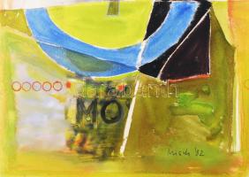 Misch Ádám (1935-1995): MO (cím nélkül), 1982. Vegyes technika, papír, jelezve jobbra lent. 53,5×38,...