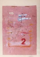 Misch Ádám (1935-1995): Petit paquet, 1982. Vegyes technika, papír, jelezve jobbra lent. Reprodukálva katalógus borítóján: Fábián László: Misch Ádám. H.n., é.n. (1985 körül), k.n., . Kartonra ragasztva. 51×37 cm.