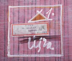 Misch Ádám (1935-1995): Komplett (cím nélkül), 1982. Vegyes technika, kollázs, papír, jelezve középe...