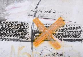 Misch Ádám (1935-1995): Nagyon sok, 1983. Vegyes technika, kollázs, papír, jelezve középen lent. Hát...