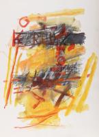 Misch Ádám (1935-1995): Kori ősség, 1983. Vegyes technika, papír, jelezve középen lent. Hátoldalán Misch Ádám autográf feliratával. 54×41,5 cm.