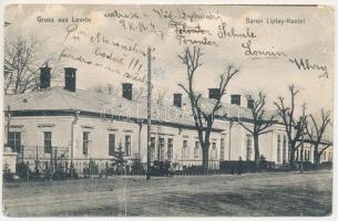 1914 Lovrin, Baron Liptay-Kastel / kastély / castle, mansion + "Lovrini Vöröskereszt-Egylet kisegítő kórháza" (gyűrődések / creases)