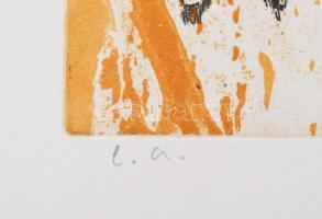 Misch Ádám (1935-1995): Cím nélkül, 1975. Színes rézkarc, papír, jelzett, művészpéldány e.a jelzésse...