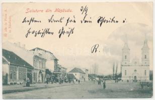 1901 Naszód, Nasaud; utcakép. Piros A. kiadása / street view (EB)