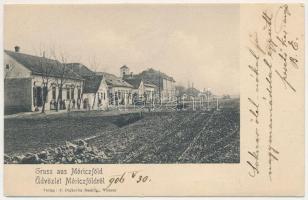 1906 Móricföld, Móriczföld, Maureni; utcakép, üzletek. J. Dajkovits utóda kiadása / street view, shops (EK)