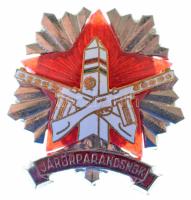 1960 k. "Határőrség - Járőrparancsnok" ezüstözött, részben műanyag, tűzzománcos bronz szolgálati jelvény eredeti rögzítőpántokkal T:AU,XF