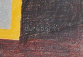 Misch Ádám (1935-1995): Győr, 1976. Vegyes technika, kollázs, papír, jelezve jobbra lent, hátoldalán...