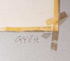 Misch Ádám (1935-1995): Győr, 1976. Vegyes technika, kollázs, papír, jelezve jobbra lent, hátoldalán...