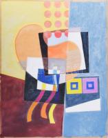 Misch Ádám (1935-1995): Lágy és kemény formák (cím nélkül), 1978. Vegyes technika, papír, jelezve jobbra lent. Lap szélén paszpartuzás nyomaival. 68×54 cm.