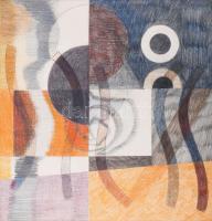 Misch Ádám (1935-1995): Osztások (cím nélkül), 1976. Ceruza, papír, jelezve jobbra lent. Hátoldalán Misch Ádám autográf feliratával. Paszpartuban. 36×34 cm.