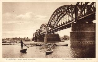 Warsaw railway bridge with canoes
