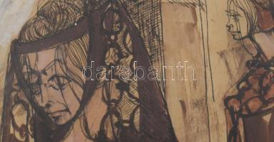 Milan Corba (1940-2013): Jelmezterv. Vegyes technika, kollázs, papír, jelezve balra lent. Üvegezett ...