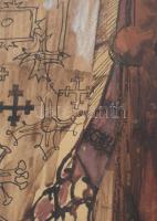 Milan Corba (1940-2013): Jelmezterv. Vegyes technika, kollázs, papír, jelezve balra lent. Üvegezett ...