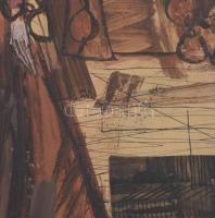 Milan Corba (1940-2013): Jelmezterv. Vegyes technika, kollázs, papír, jelezve balra lent. Üvegezett ...