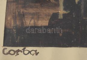 Milan Corba (1940-2013): Jelmezterv. Vegyes technika, kollázs, papír, jelezve balra lent. Üvegezett ...