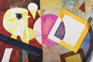 Misch Ádám (1935-1995): Szalagos kép, 1979. Akvarell, papír, jelezve jobbra lent. Hátoldalán Misch Á...