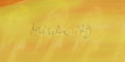 Misch Ádám (1935-1995): Szalagos kép, 1979. Akvarell, papír, jelezve jobbra lent. Hátoldalán Misch Á...