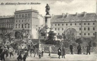 Warsaw with the Mickiewicz statue and cavalrymen