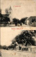 1908 Csallóközaranyos, Aranyos, Zlatná na Ostrove; Templom utca. Schwartz A. fényképész / street view, church (b)