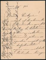 1901 Gróf Teleki Sándorné gróf Teleki Jozefina (1838-915) által írt levél