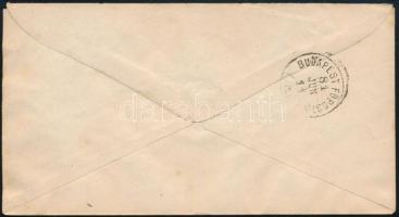 1881 1874-es 5kr bélyeg 15kr díjjegyes borítékra ragasztva, Püspökladányról Budapestre, hátoldali ér...