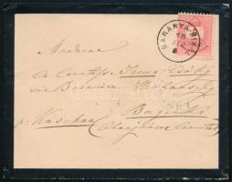 1888 1881-es 5kr bélyeg levélen "BARANYA-BIKÁL" (Gudlin 100p) - Buzinka, hátoldali érkezési bélyegzéssel, kiállítási minőségben