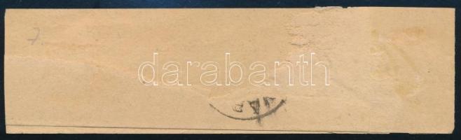 1890 1881-es hírlapbélyeg citromsárga színben, "NÉMET-ÚJVÁR" bélyegzéssel (Gudlin 50p) hiá...