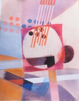 Misch Ádám (1935-1995): Párhuzamok (cím nélkül), 1970-es évek második fele. Akvarell, papír, jelezve jobbra lent. Lap szélén paszpartuzás nyomaival. 64,5×48,5 cm.