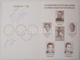 2002 Olimpiai bajnok sportolók aláírásai emléklapon: "Emléklap a Magyar Olimpiai Akadémia XXXVI...