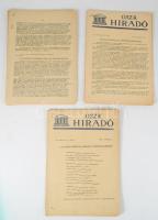 1958 Az Országos Széchényi Könyvtár 1958. évi munkaterve, 33 p. + 1959 OSZK Hiradó II. évf. 19. és 21. számai. Kiadja az Országos Széchényi Könyvtár Szakszervezetei Bizottsága. Megjelent 300 példányban. Tűzve, néhány a tűzéstől különvált lappal.