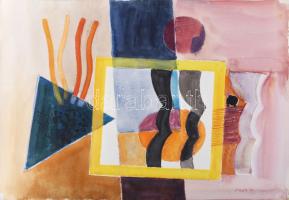 Misch Ádám (1935-1995): Cím nélkül, 1976. Akvarell, ceruza, papír, jelezve jobbra lent. 51×73 cm.