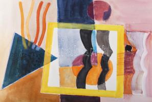 Misch Ádám (1935-1995): Cím nélkül, 1976. Akvarell, ceruza, papír, jelezve jobbra lent. 51×73 cm