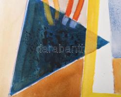 Misch Ádám (1935-1995): Cím nélkül, 1976. Akvarell, ceruza, papír, jelezve jobbra lent. 51×73 cm