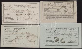 1858-1875 4 db feladási vevény klf "LŐCSE" / "LEUTSCHAU" bélyegzésekkel