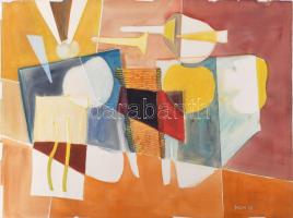 Misch Ádám (1935-1995): Geometrikus kompozíció (cím nélkül), 1976. Akvarell, papír, jelezve jobbra lent. 51×72 cm.