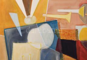 Misch Ádám (1935-1995): Geometrikus kompozíció (cím nélkül), 1976. Akvarell, papír, jelezve jobbra l...