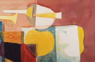 Misch Ádám (1935-1995): Geometrikus kompozíció (cím nélkül), 1976. Akvarell, papír, jelezve jobbra l...