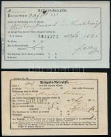 1865-1872 2 db feladási vevény klf "GÖLNICZ" bélyegzésekkel