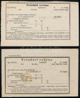 1870-1873 2 db feladási vevény klf "SZEPES-VÁRALLYA" bélyegzésekkel
