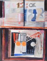 Misch Ádám (1935-1995): OK (cím nélkül), 1980. Vegyes technika, papír, jelezve jobbra lent. 70×50 cm.