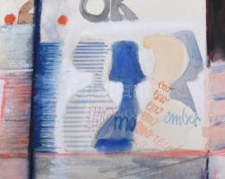 Misch Ádám (1935-1995): OK (cím nélkül), 1980. Vegyes technika, papír, jelezve jobbra lent. 70×50 cm