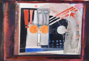 Misch Ádám (1935-1995): OK (cím nélkül), 1980. Vegyes technika, papír, jelezve jobbra lent. 70×50 cm